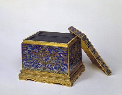 图片[1]-Qianlong style filigree enamel cloud dragon pattern inkstone box-China Archive